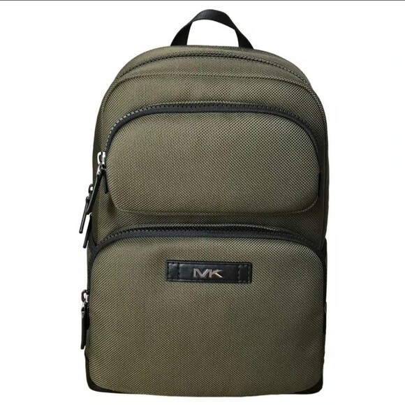 Michael Kors Kent Sport Utility Large Olive Backpack Olive Green & Black - Picture 1 of 11